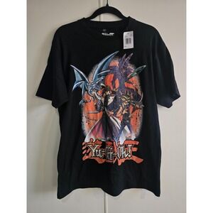 Yu-Gi-Oh! Shirt Mens Large Black Yugi Kaiba Dark Magician Anime Graphic T-Shirt